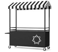QSNYJPL Stand Marché à roulettes, Chariot de Vente Mobile avec Auvent et Poignée pour Marchés, Rues et Événements(Black,130cm/51in)