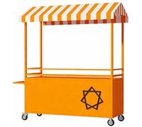 QSNYJPL Stand Marché à roulettes, Chariot de Vente Mobile avec Auvent et Poignée pour Marchés, Rues et Événements(Orange,150cm/59in)