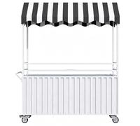 QSNYJPL Stand Marché Mobile en Métal, Chariot de Vente Portable avec Auvent et Poignée pour Marchés, Restauration de Rue et Événements(White,180cm/71in)
