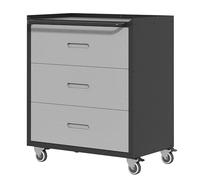 QSOST Armoire à Outils métallique roulante Haut de Gamme - Armoire à Outils à 3 tiroirs, 75 × 42 × 88 cm, Noir/Gris, pour Garage, Bureau et ménage (Black+ Gray-3)