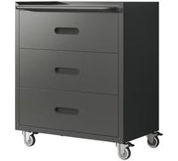 QSOST Armoire à Outils métallique roulante Haut de Gamme - Armoire à Outils à 3 tiroirs, 75 × 42 × 88 cm, Noir/Gris, pour Garage, Bureau et ménage (Black-3)