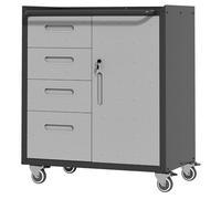 QSOST Armoire à Outils métallique roulante Haut de Gamme - Armoire à Outils à 3 tiroirs, 75 × 42 × 88 cm, Noir/Gris, pour Garage, Bureau et ménage (Black+ Gray-5)