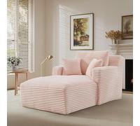 QSOST Canapé-lit Moderne avec Oreiller, Canapé Confortable - en Tissu Velours côtelé, avec accoudoirs, Canapé Compressé pour Petits espaces, Chambre ou Salon (Rose)