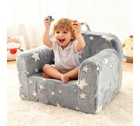 QSOST Chaise Pliable pour Enfant en Peluche Douce et Lumineuse (Pliable), Fauteuil inclinable Confortable pour Filles et garçons (Grey)