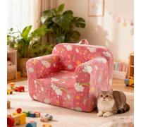 QSOST Chaise Pliable pour Enfant en Peluche Douce et Lumineuse (Pliable), Fauteuil inclinable Confortable pour Filles et garçons (Rose)