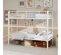 QSOST Lit Superposé Enfant 90x190, Lit Mezzanine - Convertible en 2 lit Simple, avec Échelle et Barrière de Sécurité, Aucun sommier requis, Pas de Bruit, pour Adulte/Enfant, Blanc