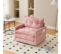 QSOST Lounge Chair with 360° Swivel and armrests, Large Single Sofa for Living Room, Bedroom, Study and Office, Modern Style Armchair with Cushions (Pink)