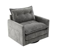 QSOST Lounge Chair with 360° Swivel and armrests, Large Single Sofa for Living Room, Bedroom, Study and Office, Modern Style Armchair with Cushions (Grey)