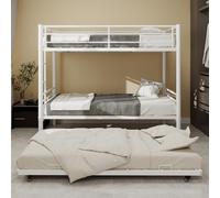 QSOST Metal bunk Bed, Metal Structure Bed Frame, with Ladder and guardrail, Convertible to 2 Beds, no Need for Spring Box, Heavy and Sturdy Frame, 196.6 x 97.8 x 157 cm (White)