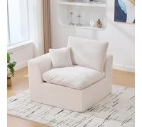 QSOST Modern Minimalist Fabric Sofa Single-Seater Living Room Sofas Soft and Comfortable Armchair with Cushions Available with Cushions Nordic-Style Leisure Sofas