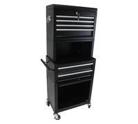 QSOST Symbol Cabinet on Wheels, 6-Compartment Roll-up Tool Box with 4 Universal Wheels, 2-in-1 Removable Tool Box Storage Organizer