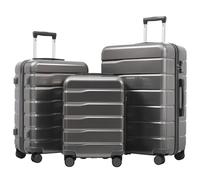 QSOST Travel Case, 3-Piece Luggage, Made of ABS+PC Material, Equipped with Dual 360 ° Rotating Wheels, and Internal compartments - Perfect for Family Or Business Travel. (Grey)