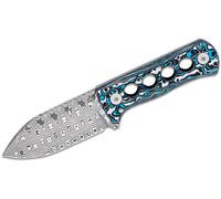 QSP Couteau Canary Neck Knife Damas Laminé Blanc Bleu CF QS141-I