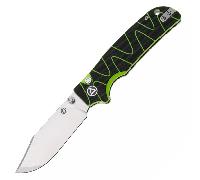 QSP Couteau Kali, Verrouillage par bouton, 14C28N stonewashed, G10 Noir/Neon QS159-C1