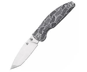 QSP Couteau Turtle Punk, Liner lock, 14C28N stonewashed, G10 Noir/Blanc QS158-B1
