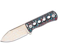 QSP Knife Canary Neck Knife Brass Copper Damascus Red White Blue CF QS141-H