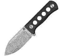 QSP Knife Canary Neck Knife Laminated Damascus, Blue shredded CF QS141-L