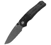 QSP Knife Vault 14C28N, anodisé noir lavé à la pierre, renforts en aluminium, micarta noir QS157-A2