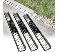 QSPNVFB 3 Pièce Caniveau Linéaire Exterieur, Siphon De Sol Invisible En Acier Inoxydable, Étroits Systèmes De Drainage De Tranchée Pour Clôture Pavés(W10cm(4"))