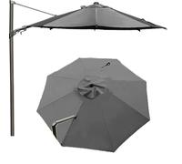 QSPNVFB 3m Rond Auvent De Rechange Pour Parasol Déporté 8 Baleines Toile De Rechange Pour Parasol De Jardin, Housse De Rechange Pour Parapluie Terrasse(Grey,Single top-3m(10ft))