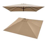 QSPNVFB 3x3m Carré Parasol De Terrasse Auvent De Rechange 8 Côtes Toile De Rechange Pour Parasol De Table Droit, Couverture De Rechange Pour Parasol Balcon(Khaki)