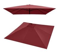 QSPNVFB 3x3m Carré Parasol De Terrasse Auvent De Rechange 8 Côtes Toile De Rechange Pour Parasol De Table Droit, Couverture De Rechange Pour Parasol Balcon(Burgundy)