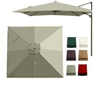 QSPNVFB 3x3m Carré Toile De Rechange Pour Parasol Déporté 8 Côtes Auvent De Parasol De Terrasse, Couverture De Rechange Pour Parasol Piscine Jardin(Taupe,Single top 3 m (10'))