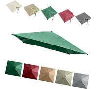 QSPNVFB 3x3m Parasol Déporté Carré Auvent De Rechange 8 Côtes Toile De Rechange pour Parasol De Jardin, Couverture pour Parapluie Terrasse Piscine Balcon(Dark Green,3m (10') Single Top)