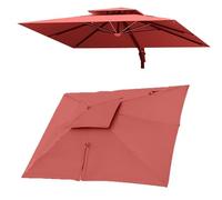 QSPNVFB 3X4 M Rectangulaire Auvent De Parapluie Déporté 8 Baleines Toile De Rechange Pour Pour Parasol Terrasse, Couverture De Rechange Pour Parasol Piscine(Burgundy,Double top 3x4m(10' x 13')