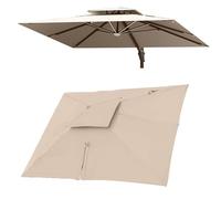 QSPNVFB 3X4 M Rectangulaire Auvent De Parapluie Déporté 8 Baleines Toile De Rechange Pour Pour Parasol Terrasse, Couverture De Rechange Pour Parasol Piscine(Khaki,Double top 3x4m(10' x 13')