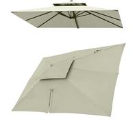 QSPNVFB 4x3M Auvent De Parapluie Déporté Rectangulaire 8 Baleines Toile De Rechange pour Parasol De Terrasse, Couverture De Parasol Piscine Jardin(Taupe,Double Top 3x4m(10' x 13'))