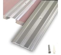 QSPNVFB Aluminium Bande De Transition pour Joint De Sol, Bande De Recouvrement De Seuil Plate, Bande De Bordure De Transition pour Stratifié Moquette(Silver)