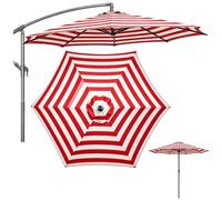 QSPNVFB Auvent De Parapluie Rond 6 Baleines Toile De Rechange Pour Parasol Jardin 2m 2.3m 2.5m 2.7m 3m 3.5m 4m Couverture De Rechange Parasol Terrasse(Red Stripe,3 m/10ft)