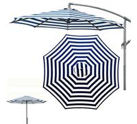 QSPNVFB Auvent De Parapluie Rond 8 Baleines Toile De Rechange Pour Parasol De Terrasse 2m 2.3m 2.5m 2.7m 3m 3.5m 4m Couverture De Rechange Parasol Jardin(Blue Stripe,2.5m(8ft))