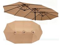 QSPNVFB Auvent De Rechange Pour Parasol Double 460x270cm Toile De Rechange Pour Parapluie De Jardin 12 Nervures Grande Housse De Parasol D'extérieur(Khaki)