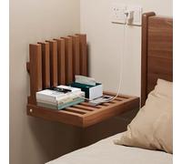 QSPNVFB Bureau Flottant Étagère De Chevet, Petite Table Pliante Murale, Bureau D'ordinateur Invisible Rabattable Support Mural pour Chambre Cuisine Camping(Walnut)