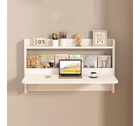 QSPNVFB Bureau Flottant Pliante, Table D'ordinateur Murale avec Bibliothèque 60cm 80cm 100cm Table À Manger Invisible pour Salon D'étude Cuisine Chambre(White,60x46cm(24"x18"))