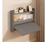 QSPNVFB Bureau Flottant Pliante, Table D'ordinateur Murale avec Bibliothèque 60cm 80cm 100cm Table À Manger Invisible pour Salon D'étude Cuisine Chambre(Grey,100x40cm(39"x18"))