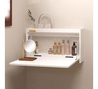 QSPNVFB Bureau Pliable Mural Petite Coiffeuse Flottant Étagère De Rangement Invisible, Table D'ordinateur Bois Table De Chevet pour Balcon Chambre(White,80cm(32"))