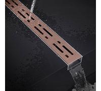 QSPNVFB Caniveau Douche Linéaire 100cm Drain De Sol Piscine Rectangulaire, Systèmes De Drainage De Tranchée Étroits, Invisible Grille De Drainage Jardin(Rose gold,5x3cm2"x1.2"))