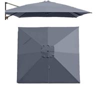 QSPNVFB Carré Auvent De Parapluie 8 Côtes 300x300cm Toile De Rechange pour Parasol Déporté, Housse De Rechange pour Parasol Piscine Terrasse Anti-UV(Grey,Single Top 3m (x10'))
