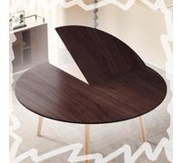 QSPNVFB Grand Plateau De Table Rond Pliable 4 Plis, Plateau Mobile Bois 120 150 180 220cm Dessus De Bureau De Remplacement, Rallonge Pour Table À Manger(Walnut,140cm(55"))