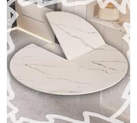 QSPNVFB Grand Plateau De Table Rond Pliable 4 Plis, Plateau Mobile Bois 120 150 180 220cm Dessus De Bureau De Remplacement, Rallonge Pour Table À Manger(Marble pattern,220cm(86"))