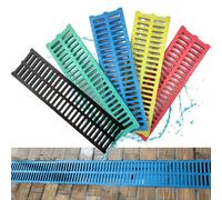 QSPNVFB Grille De Drainage À Canal Plastique 50x15 50x30cm Caniveau Exterieur Jardin Grille D'égout, Grille De Drain De Sol Étroits Pour Terrasse Trottoir(Blue,50x15 cm(19.5"x6"))