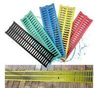 QSPNVFB Grille De Drainage À Canal Plastique 50x15 50x30cm Caniveau Exterieur Jardin Grille D'égout, Grille De Drain De Sol Étroits Pour Terrasse Trottoir(Yellow,50x20cm(19.5"x8"))