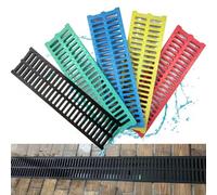 QSPNVFB Grille De Drainage À Canal Plastique 50x15 50x30cm Caniveau Exterieur Jardin Grille D'égout, Grille De Drain De Sol Étroits Pour Terrasse Trottoir(Black,50x15 cm(19.5"x6"))