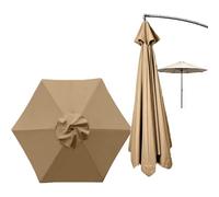 QSPNVFB Rond Auvent De Rechange Pour Parasol Terrasse 6 Baleines 2m 2.3m 2.5m 2.7m 3m 3.5m 4m Toile De Rechange Pour Parasol De Table Housse Pour Parapluie(Khaki,2.7m/9ft)