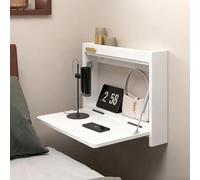 QSPNVFB Table De Chevet Murale, Bureau D'ordinateur Flottant Pliante, Petite Coiffeuse Flottant avec Étagère De Rangement pour Balcon Chambre Cuisine(White,60cm(24"))