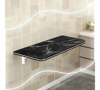 QSPNVFB Table Murale Pliante pour Cuisine, Petite Table À Manger Flottant Rabattable, Bureau Mural Invisible pour Salon D'étude Blanchisserie Balcon(Black,70x30cm(28"x12"))