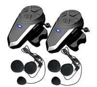 QSPORTPEAK BT-S3 Kit de 2 systèmes de communication Bluetooth pour casque de moto, prise en charge de 2 à 3 personnes, connexion 800 m, étanche à 800 m, pour l'équitation/le ski